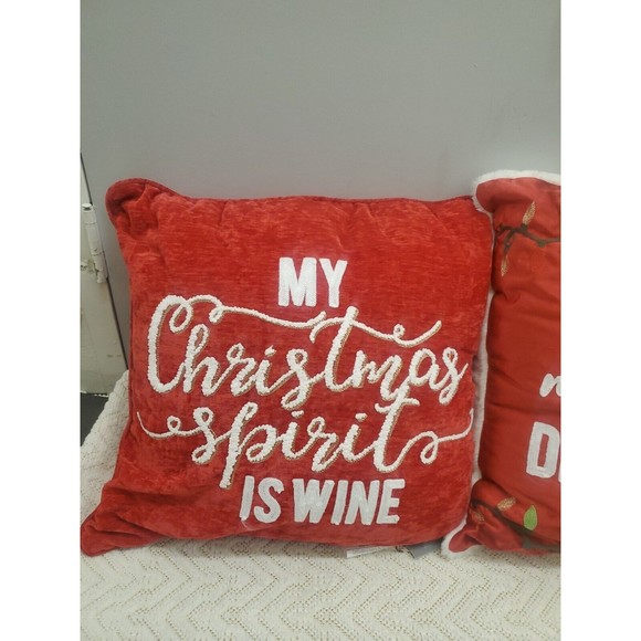 Lacourte Christmas Spirit Decorative Pillow,Red, 18″ x 18″ MSRP $60 - Picture 4 of 5